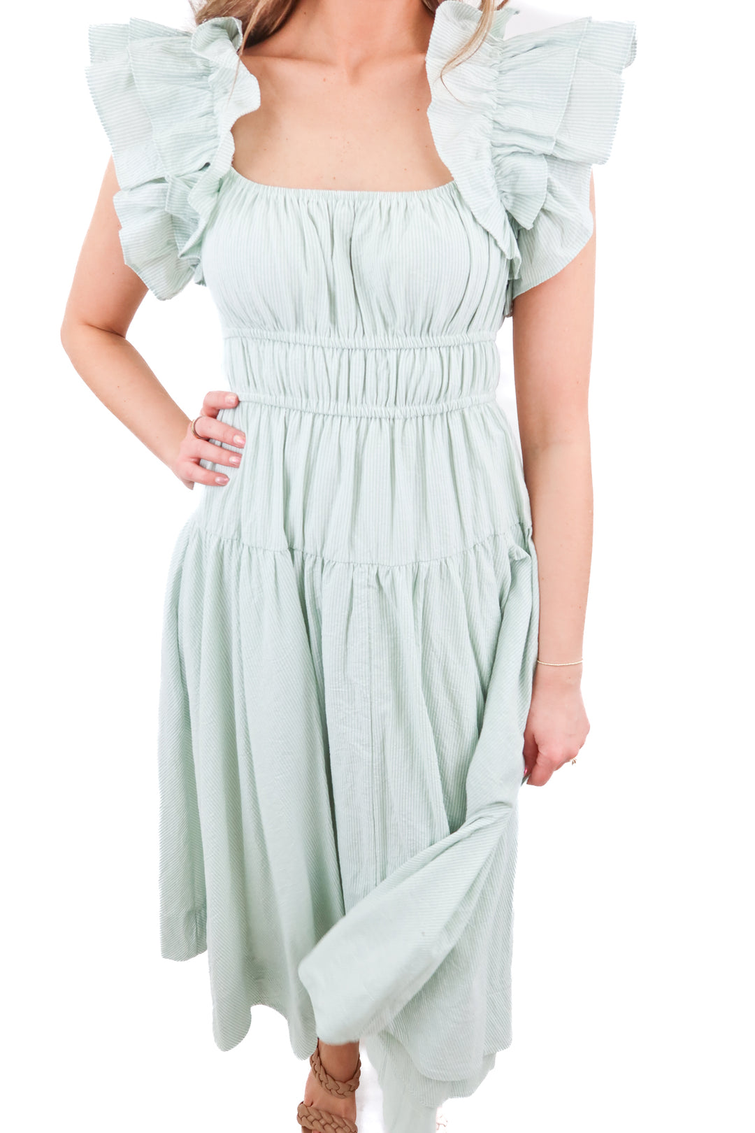 Petal & Pup mint green pinstripe maxi dress (XS)