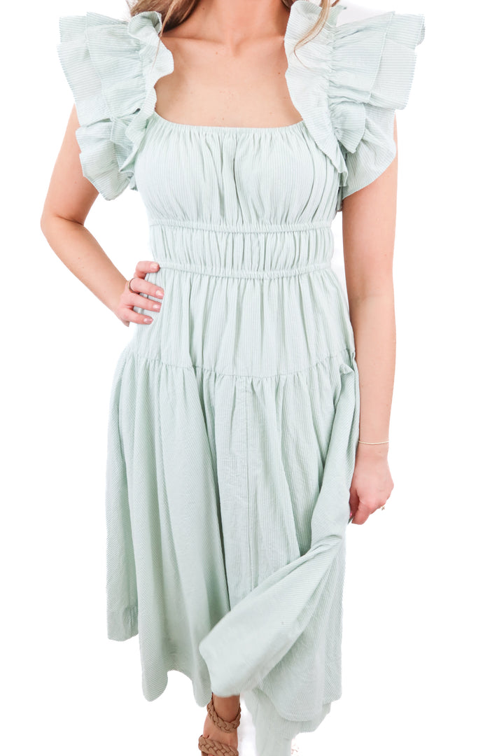 Petal & Pup mint green pinstripe maxi dress (XS)