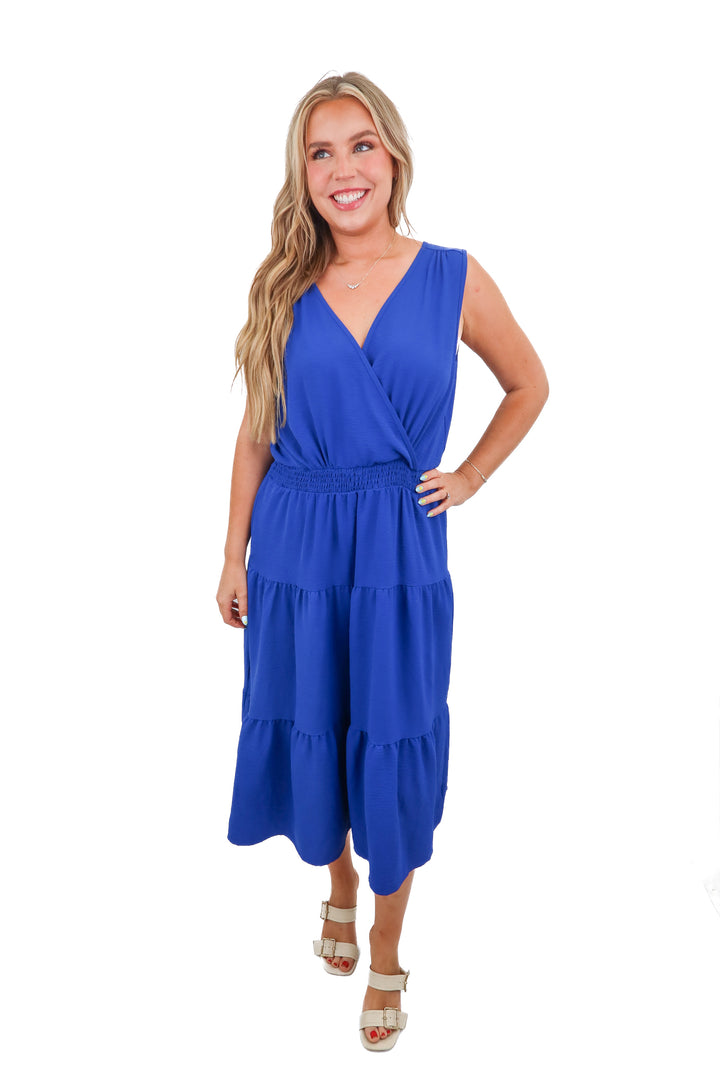 Nina Leonard blue dress (L)