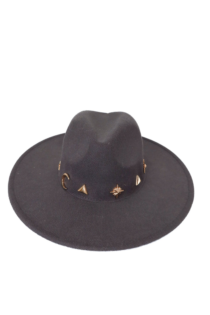 Anthropologie gray gold studded wool hat