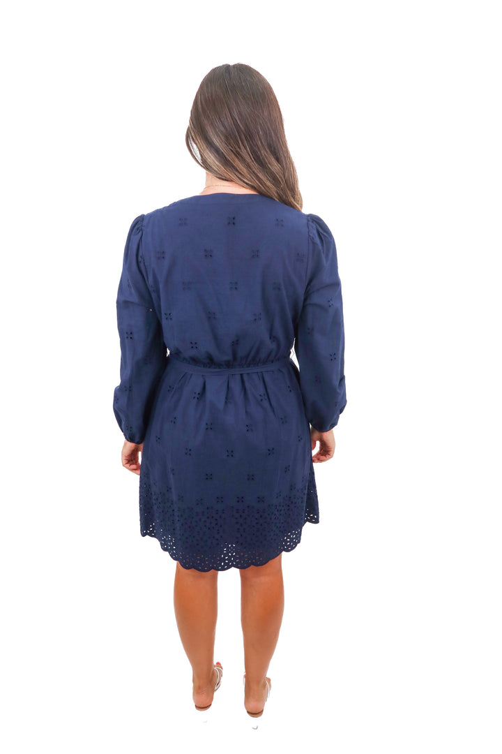 time and tru navy eyelet dress (L)