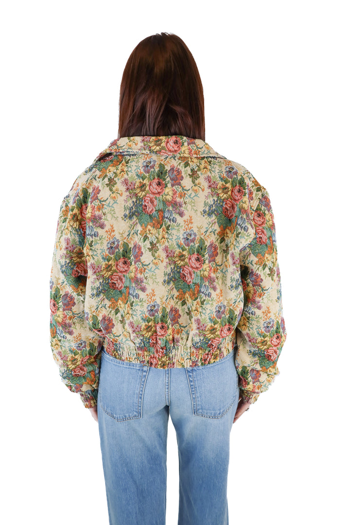 Acoa Floral Cropped Bomber Jacket (L)