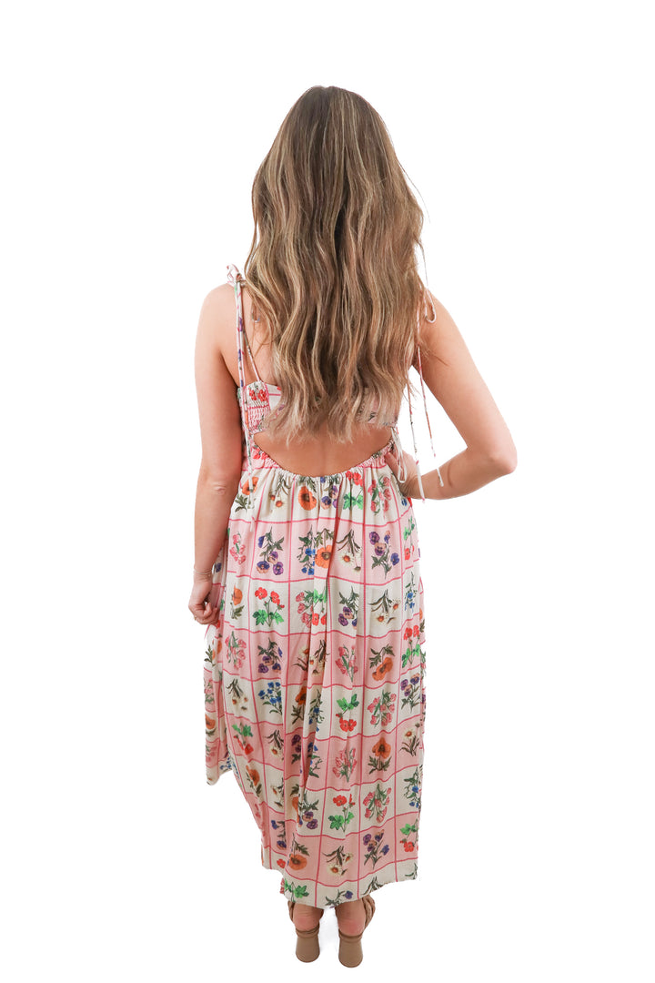 Petal & Pump pink floral print collage maxi dress (S)