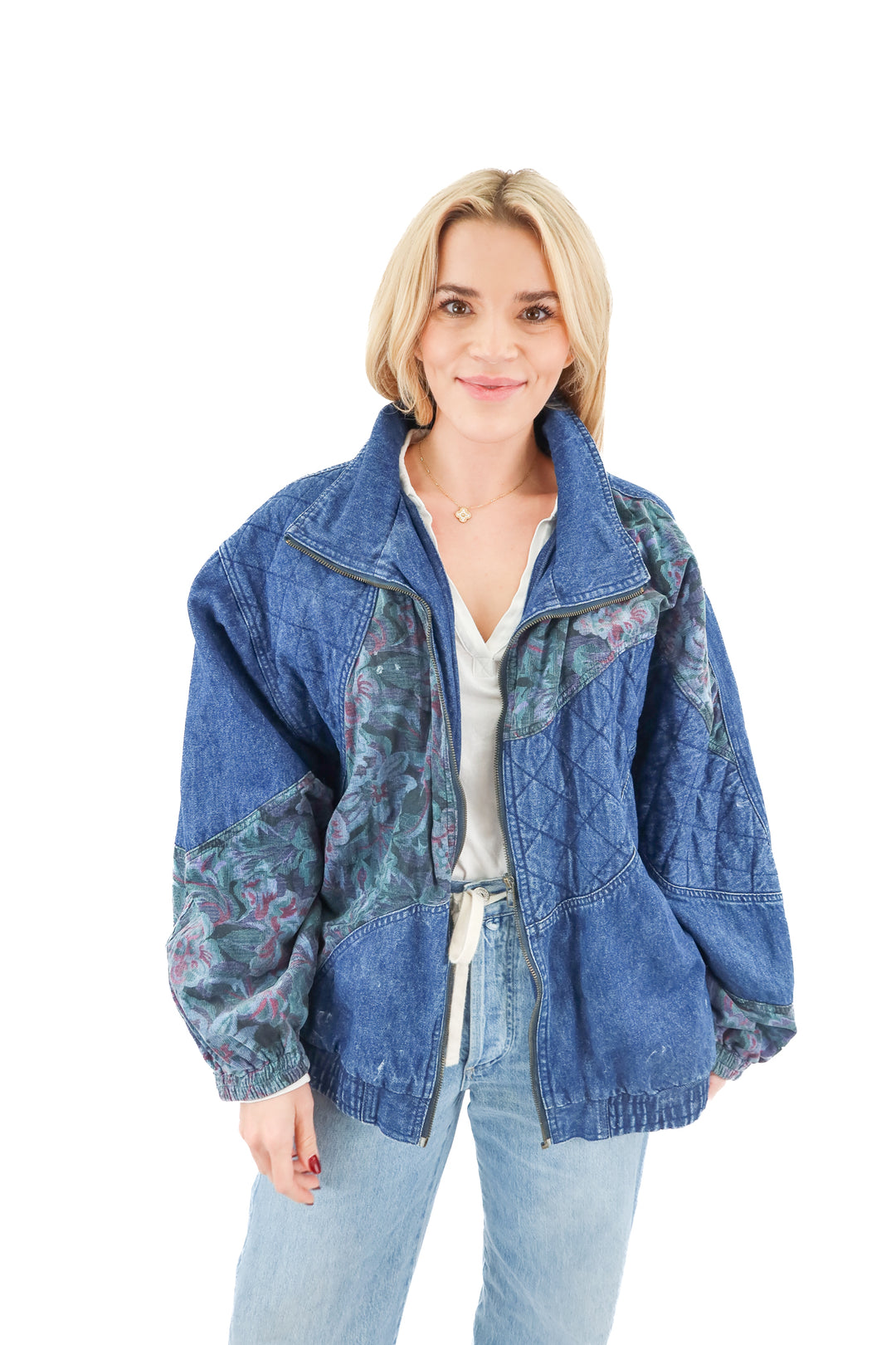 lavon vintage denim/floral jacket (xl)