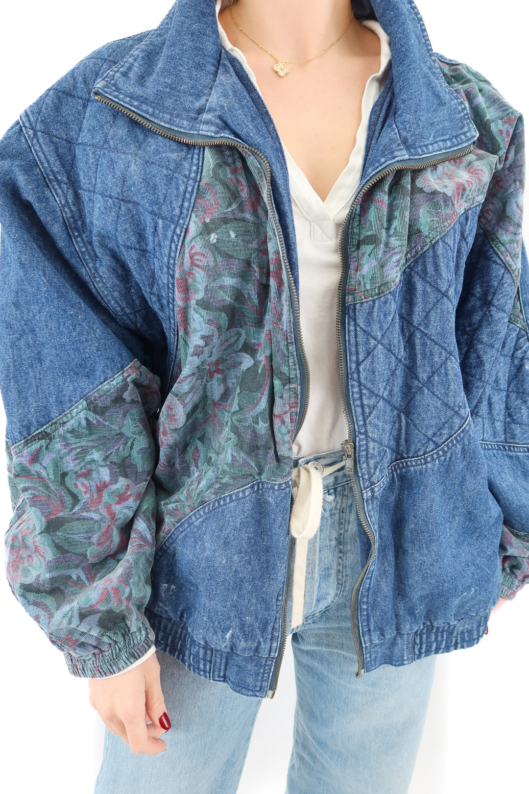 lavon vintage denim/floral jacket (xl)