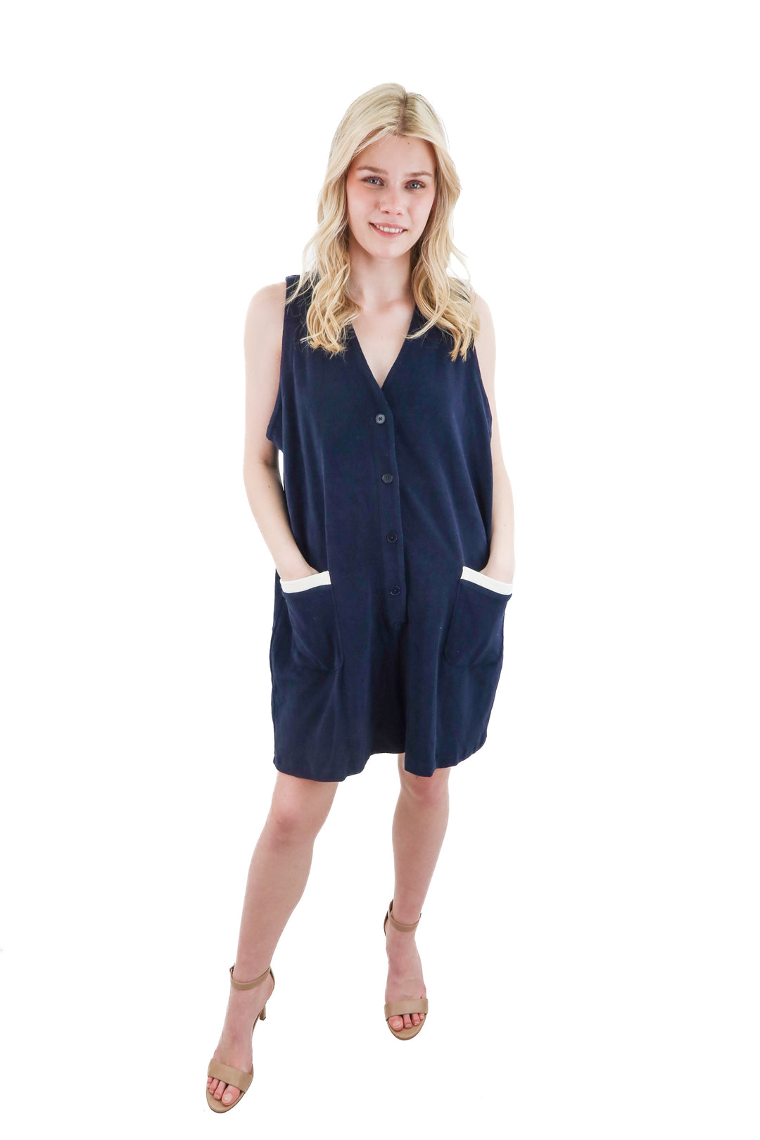 tuckernuck navy blue french terry cloth romper cover up (xl)