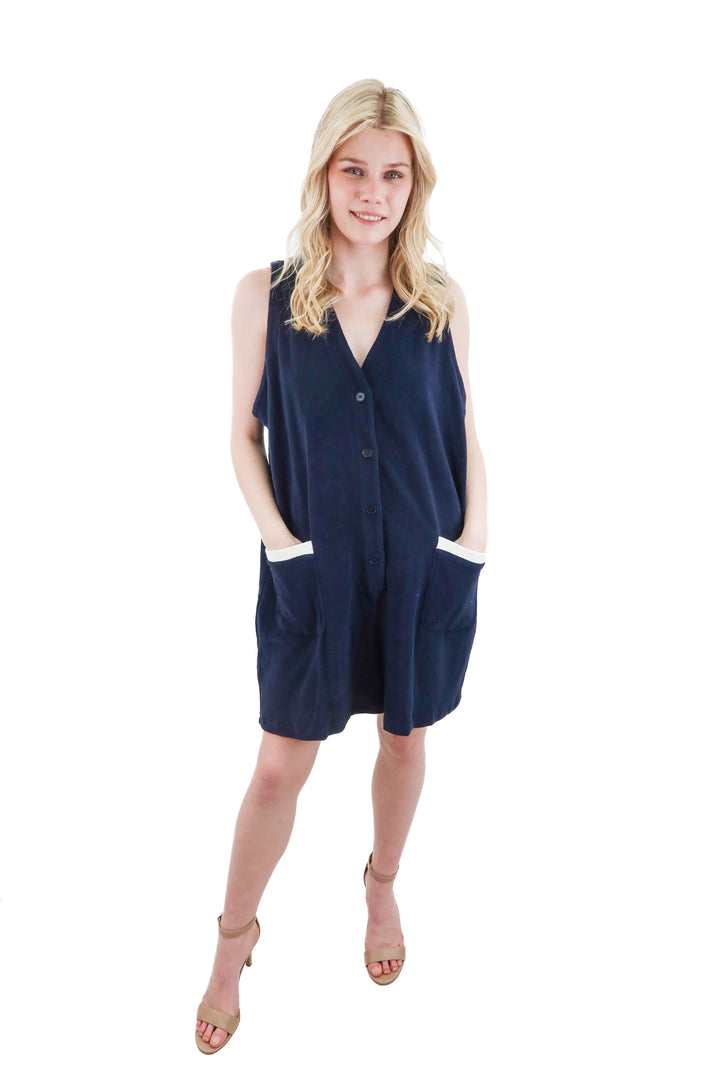 tuckernuck navy blue french terry cloth romper cover up (xl)