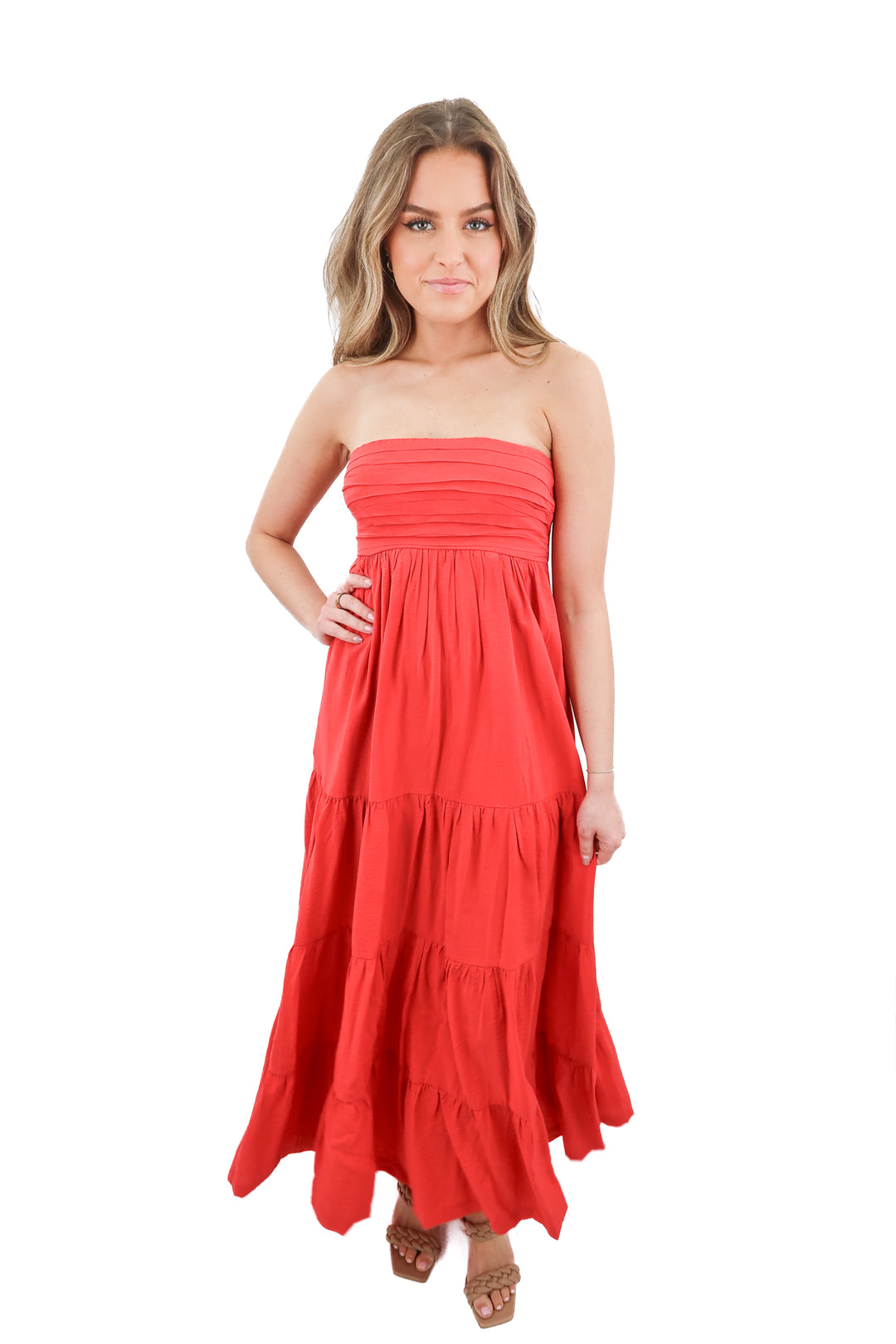 Abercrombie & Fitch red strapless maxi dress (XS)