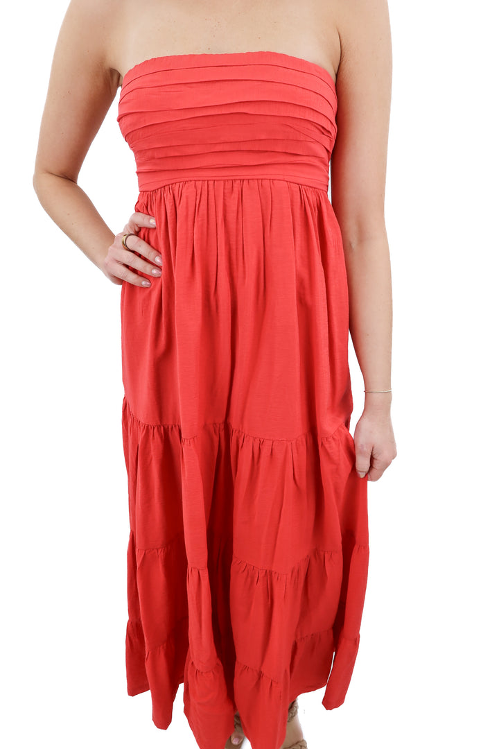 Abercrombie & Fitch red strapless maxi dress (XS)