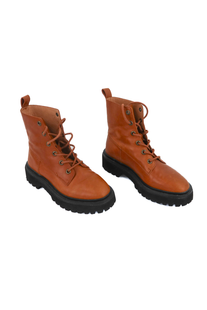 madewell brown combat boots (6.5; retail $198)