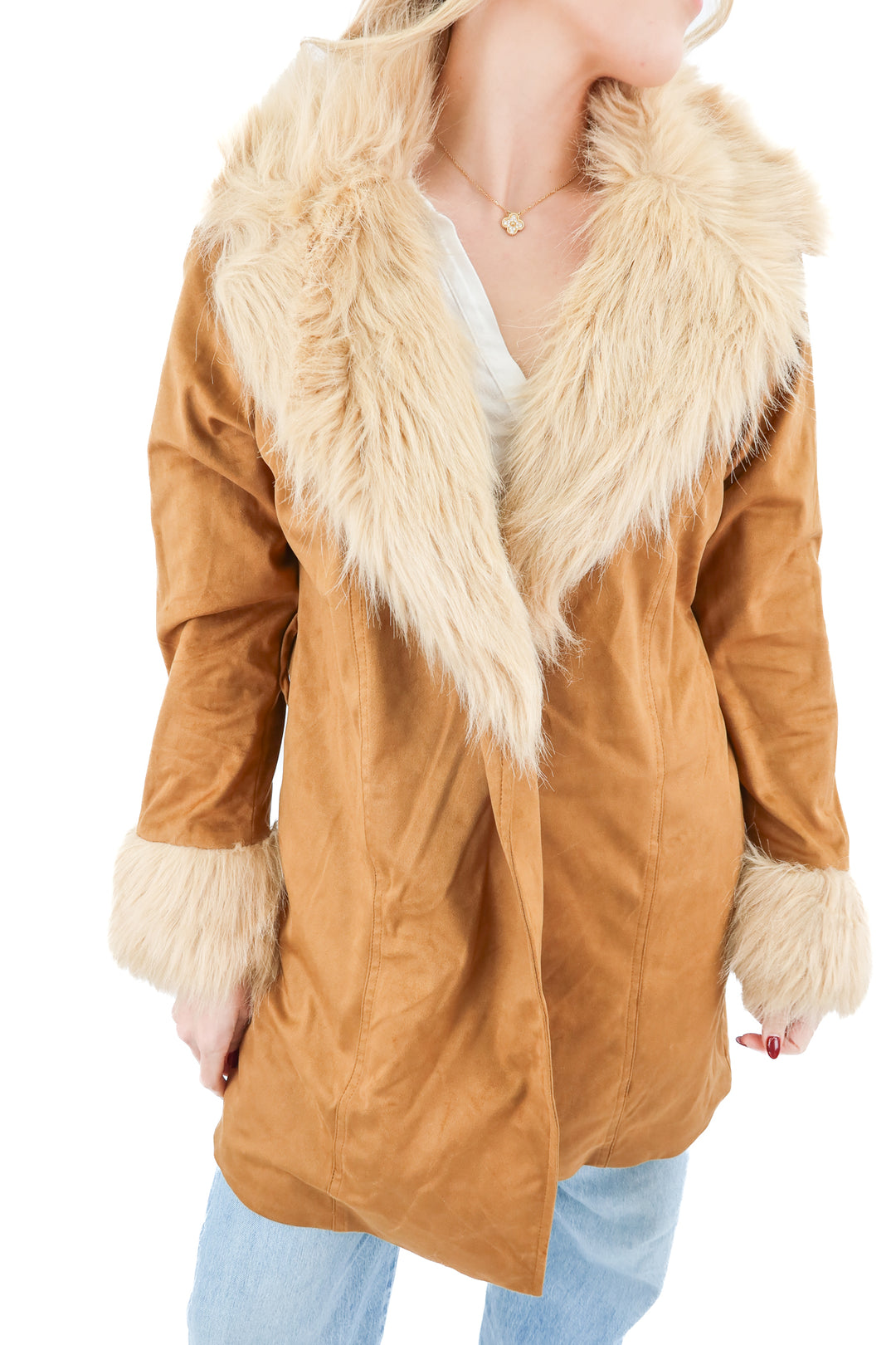 show me your mumu brown fur jacket (m; retail $216)