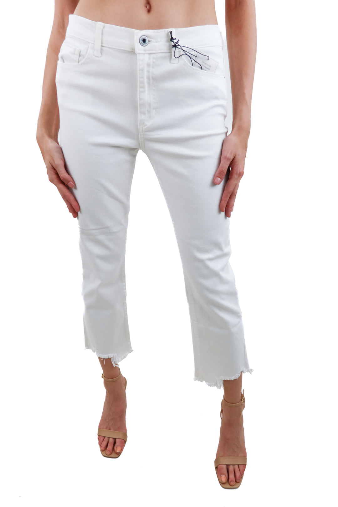 sneak peek white straight leg raw hem jeans nwt (28; retail $60)