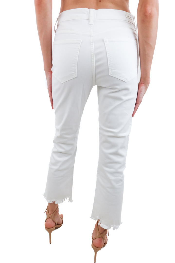 sneak peek white straight leg raw hem jeans nwt (28; retail $60)