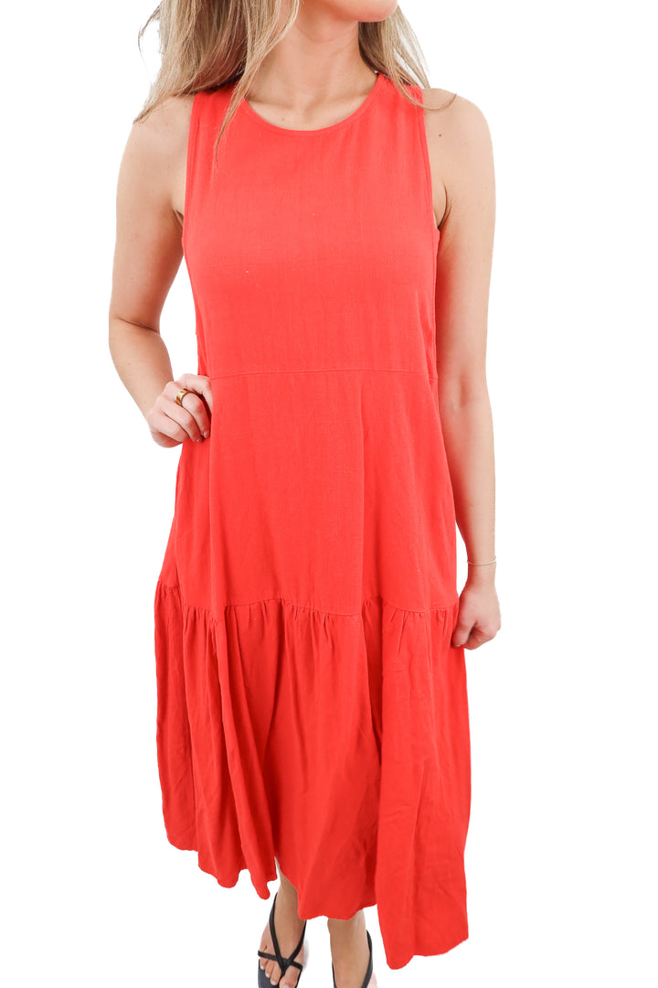Petal & Pup red cut out midi dress (XS)