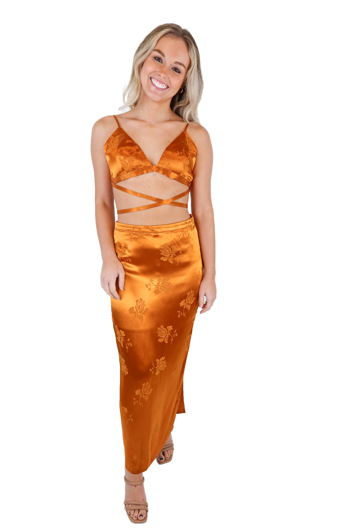 House of Harlow Copper Floral Satin Set (S/M)