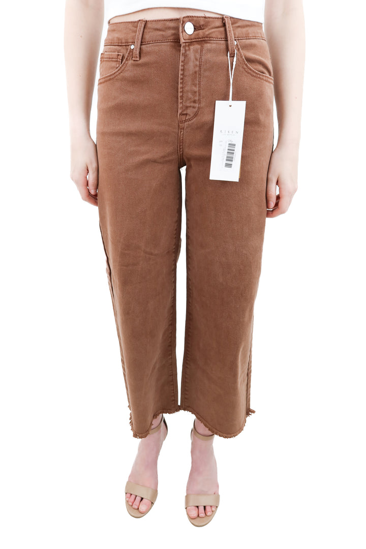 risen jeans espresso cropped wide leg jeans nwt (26; retail $79)