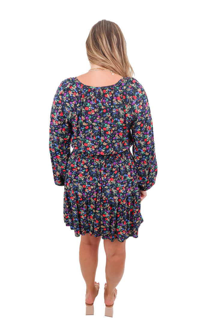 gap black floral dress (M)