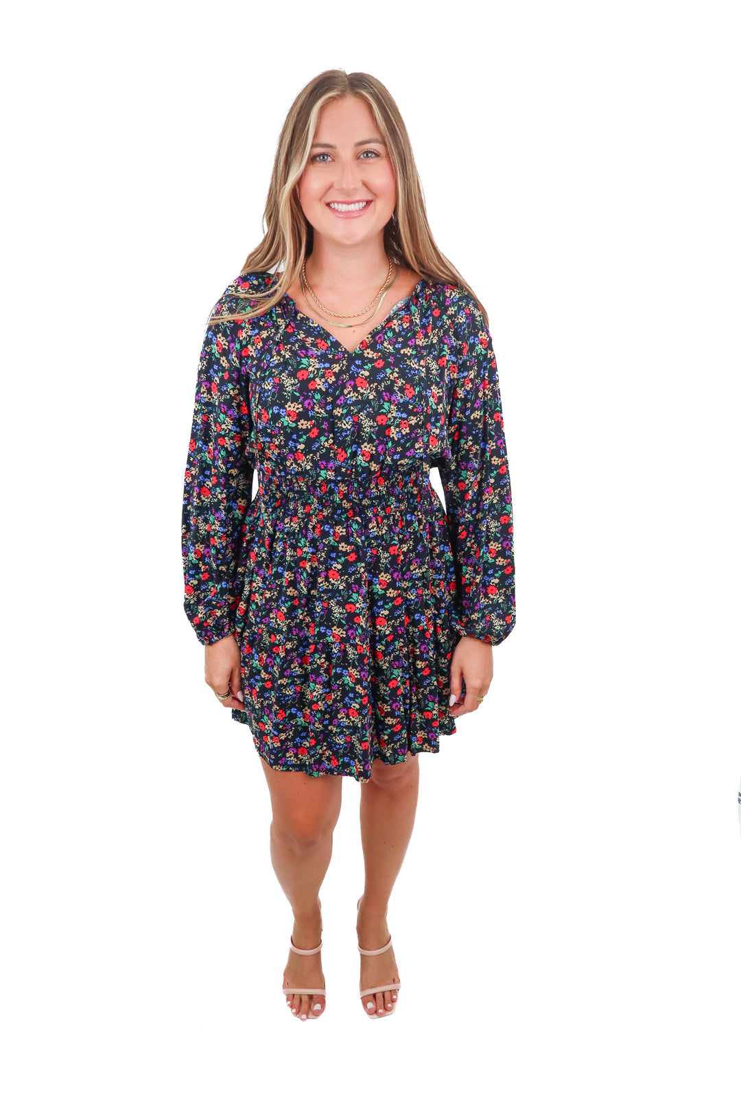 gap black floral dress (M)