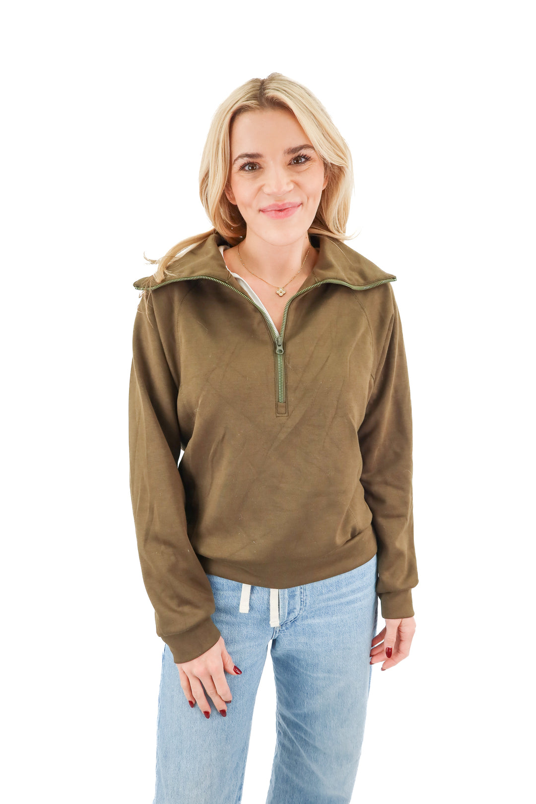 olive green quarter zip (m)