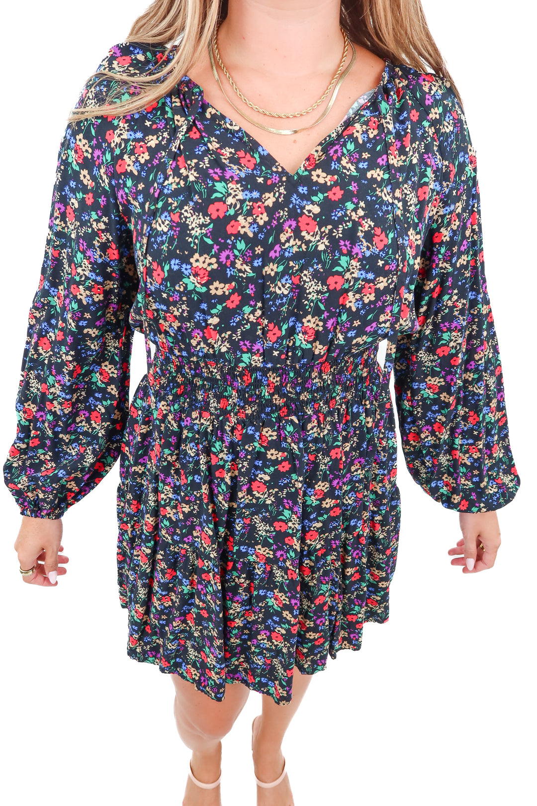 gap black floral dress (M)