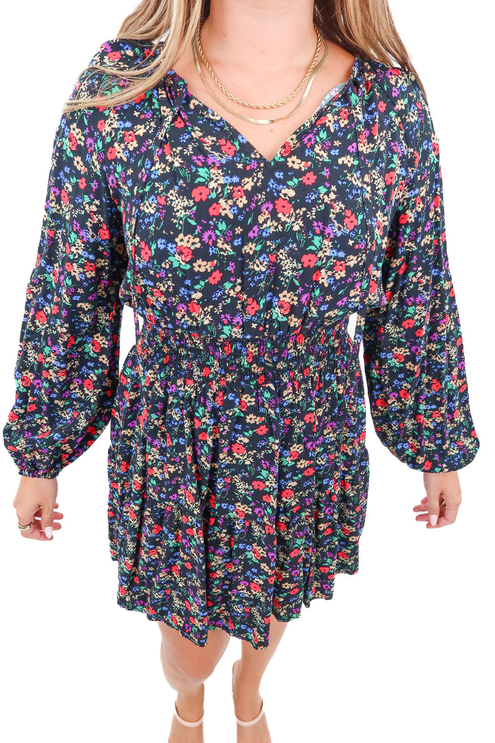 gap black floral dress (M)