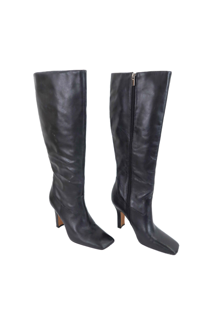 vince camuto black leather boots (7.5)