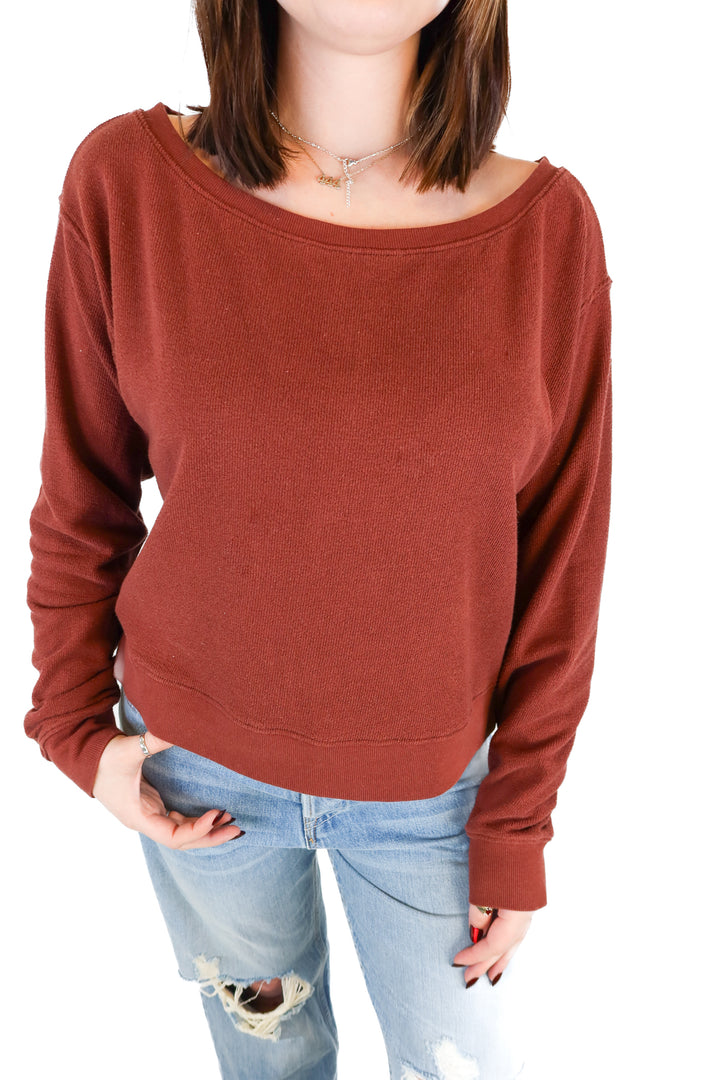 Spiritual Gangster Maroon Boat-Neckline Sweatshirt (M; retails for $88)