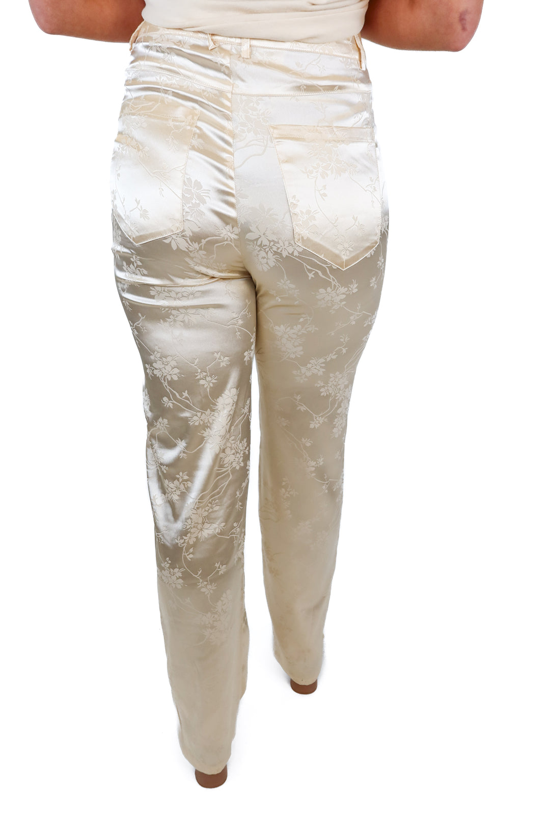 Lioness Cream Silky Floral Pants (XS)