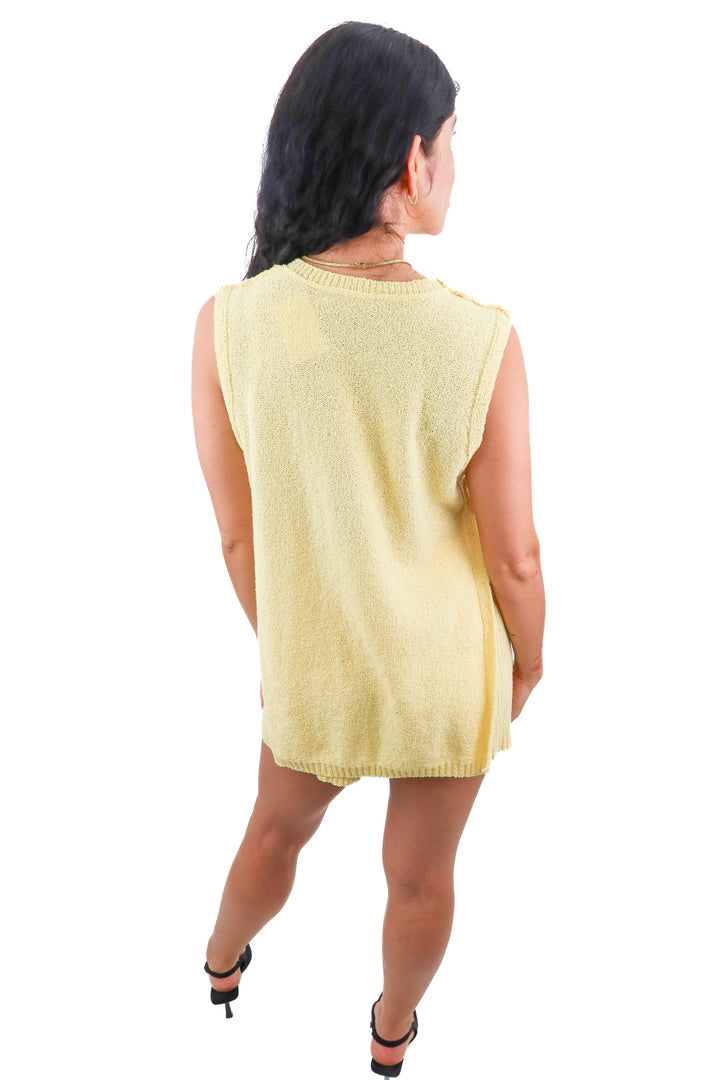 yellow knit short set (S)