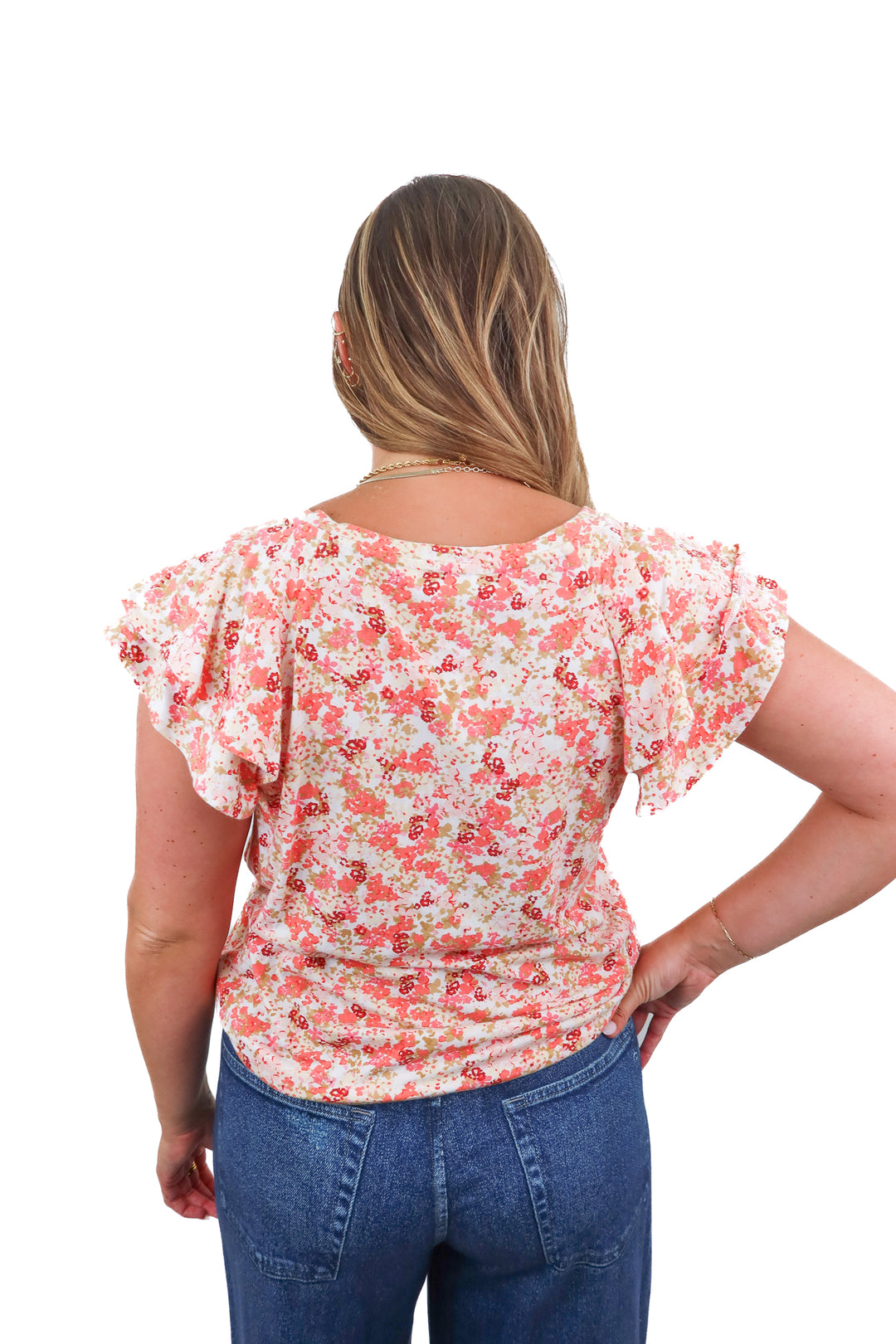 lauren conrad floral short sleeve top (L)