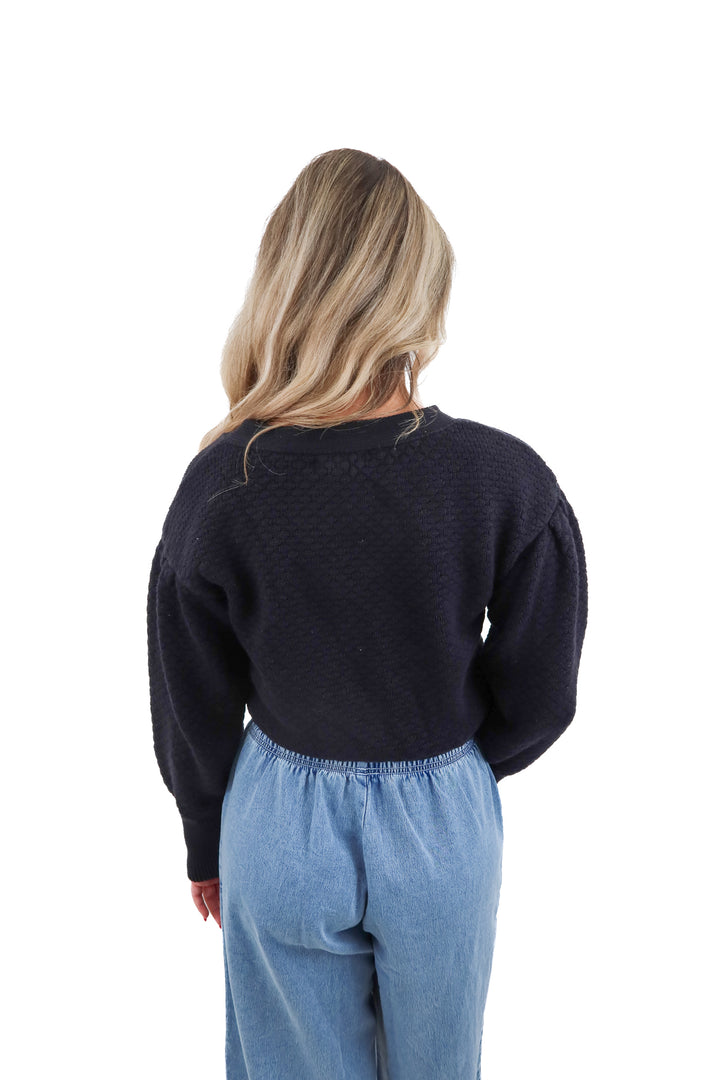 able black knit cardigan (xs; retail $128)