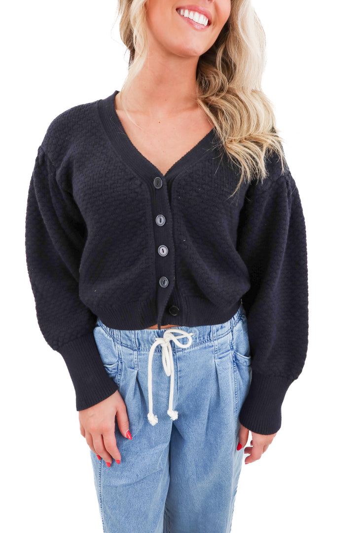 able black knit cardigan (xs; retail $128)