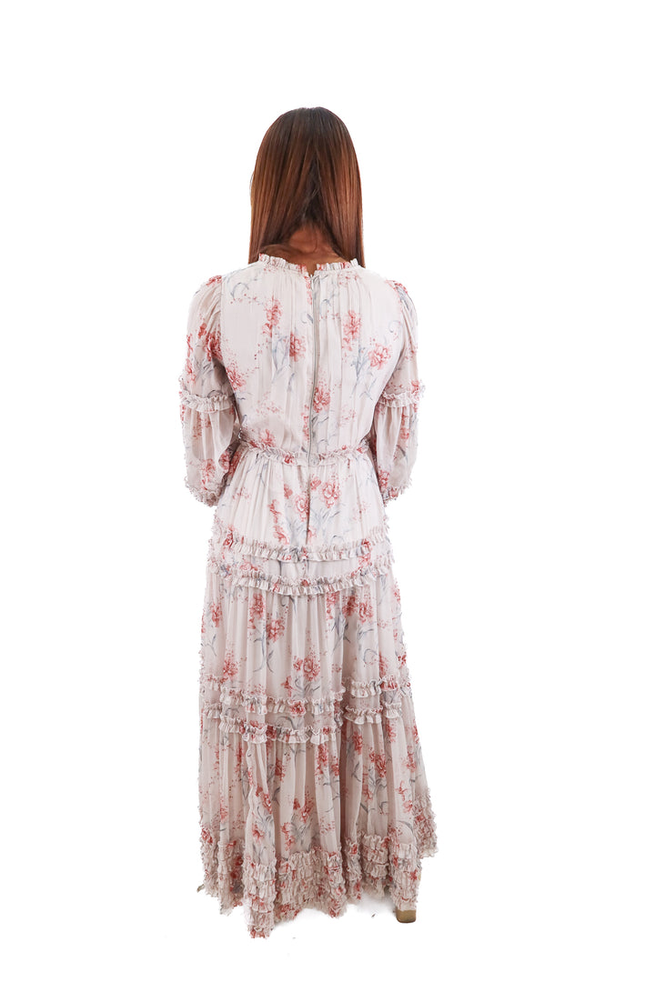 ivy city co. blush pink floral long sleeve maxi dress (xs)