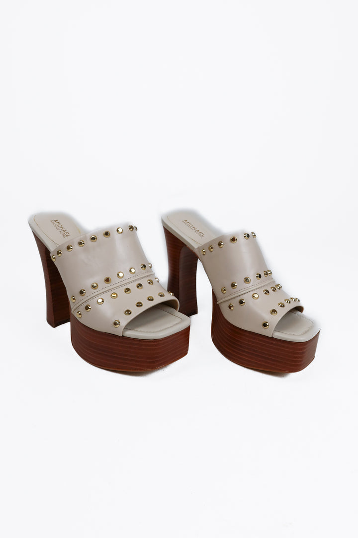 Michael Kors Ivory Gold Tone Studded Platform Sandals (7)