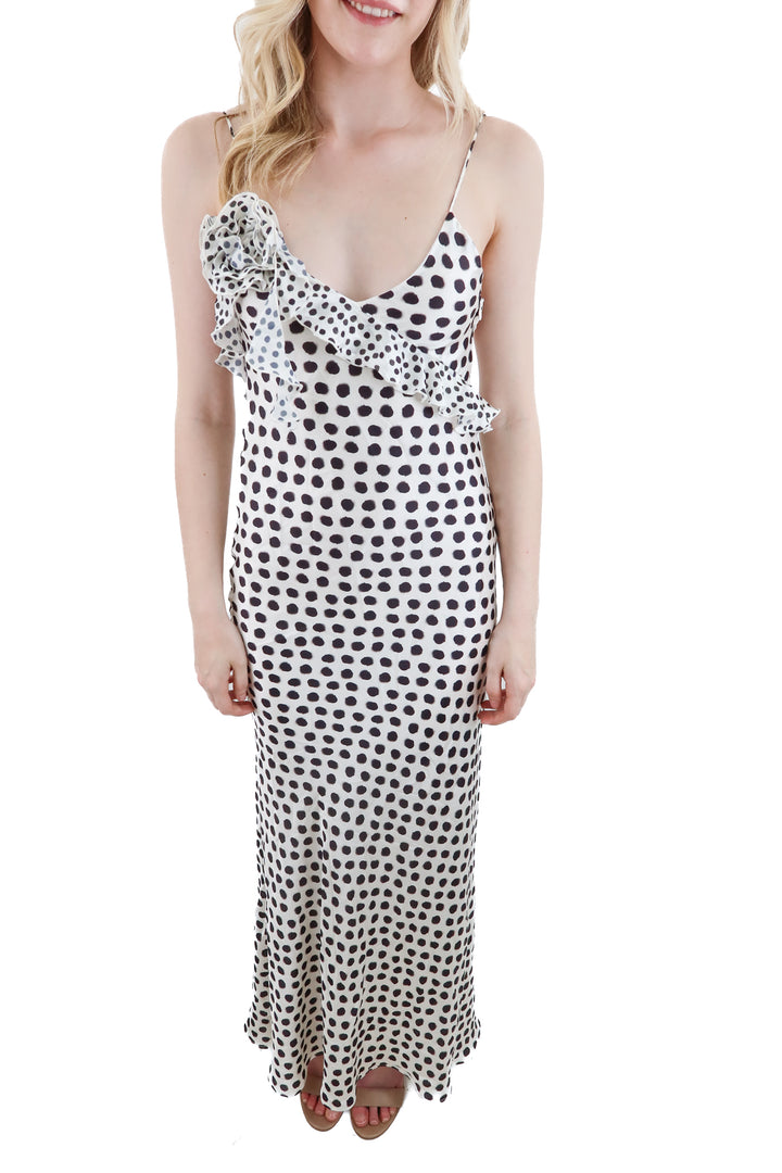 zara cream polka dot maxi dress nwt (xs; retail $69.90)