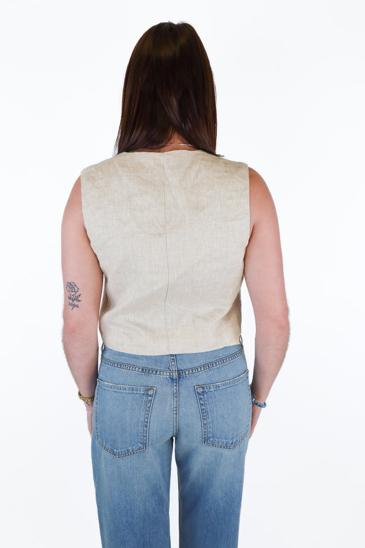 Dissh Beige Linen Vest Top NWT; retails for $80 (6)