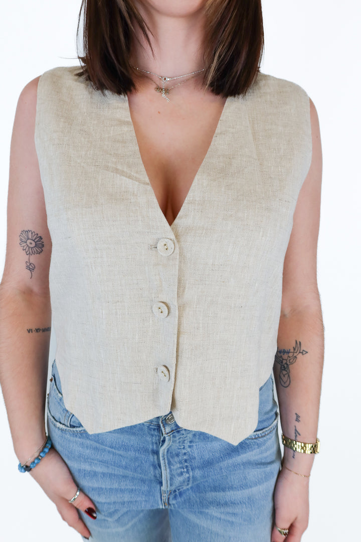 Dissh Beige Linen Vest Top NWT; retails for $80 (6)