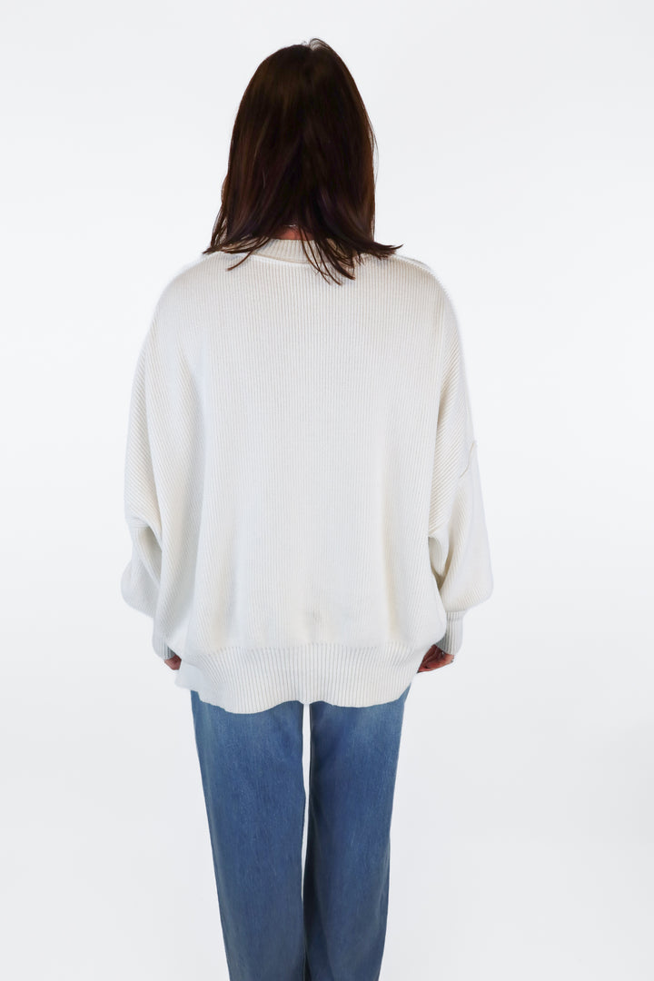 Free People Oversized Ivory Sweater (XS)