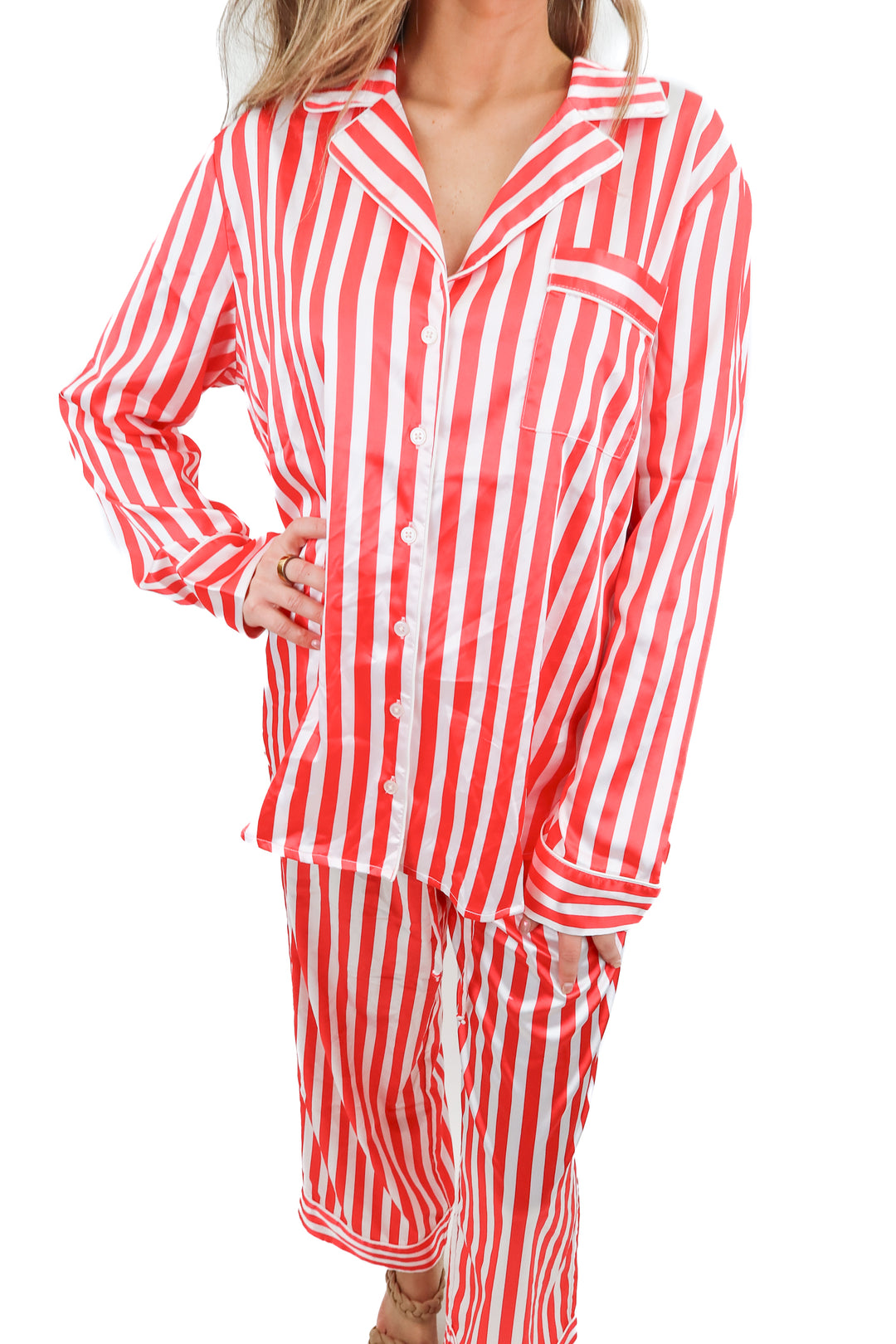 Show Me Your Mumu red stripe pajama pants set NWT (XS; retail $98)