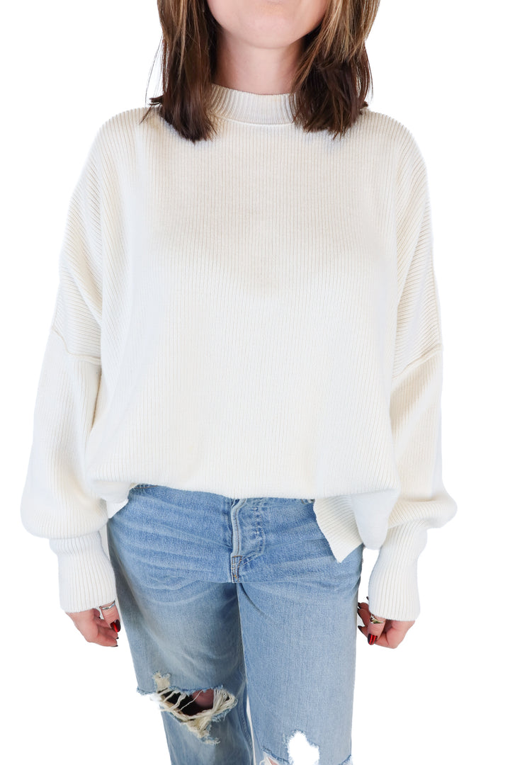 Free People Oversized Ivory Sweater (XS)