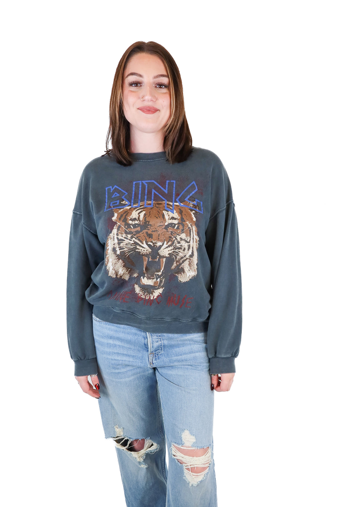 Anine Bing Dark Grey Muse Tiger Sweatshirt (S)