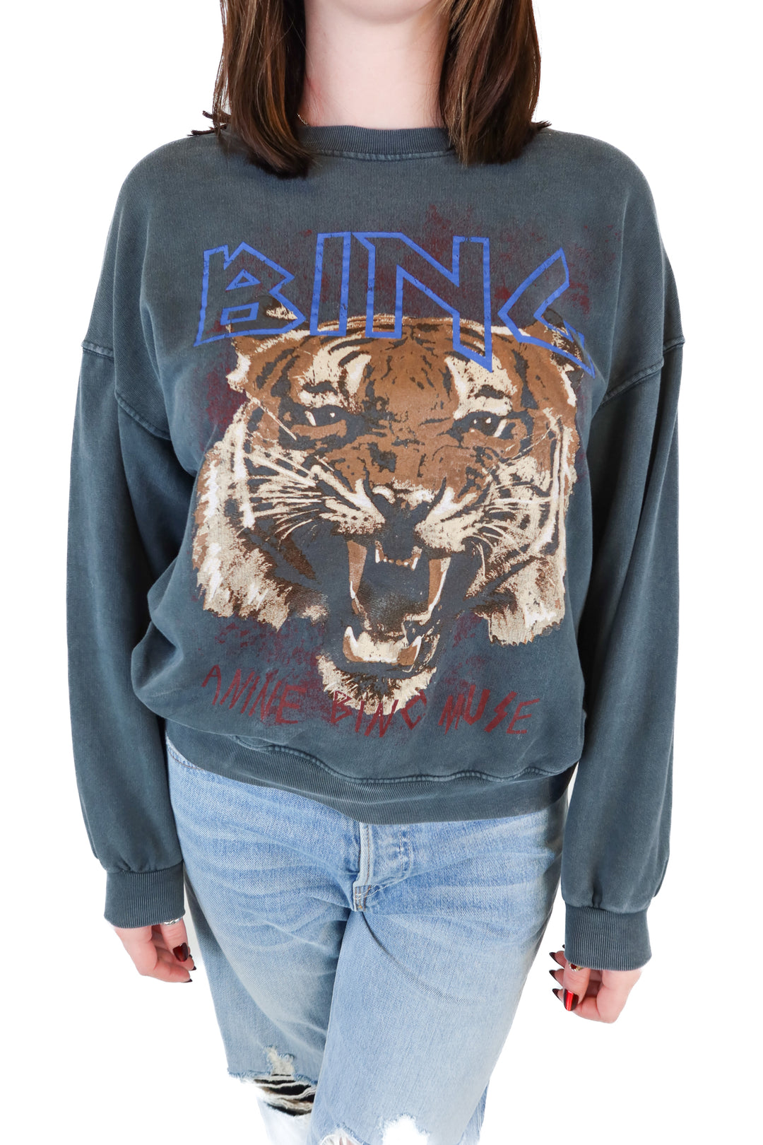 Anine Bing Dark Grey Muse Tiger Sweatshirt (S)