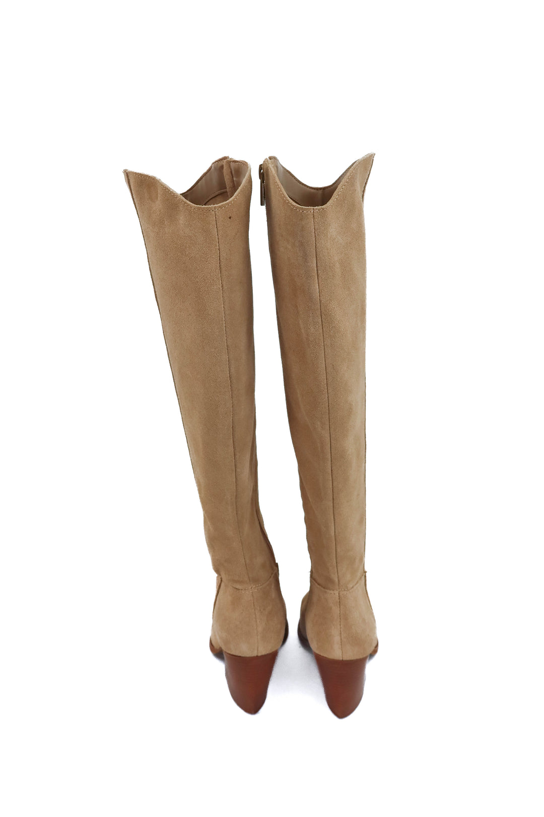 vince camuto tan suede knee high boots (7; retail $239)