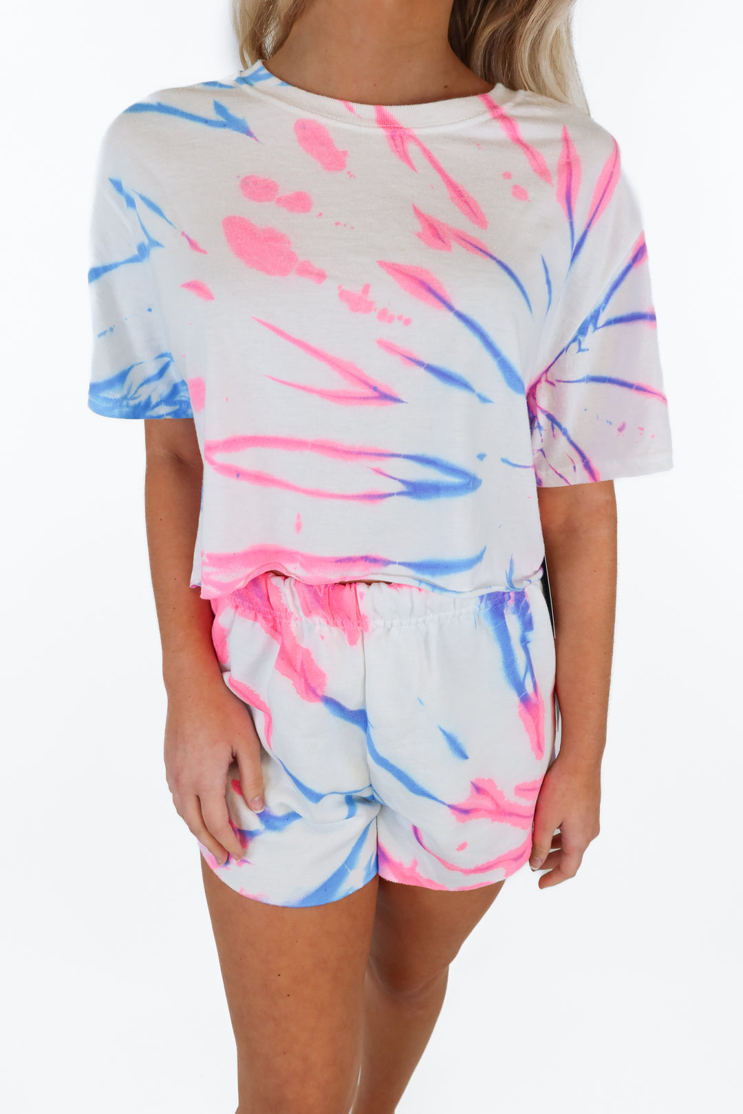 Myrrh white tie dye shorts set NWT (S)