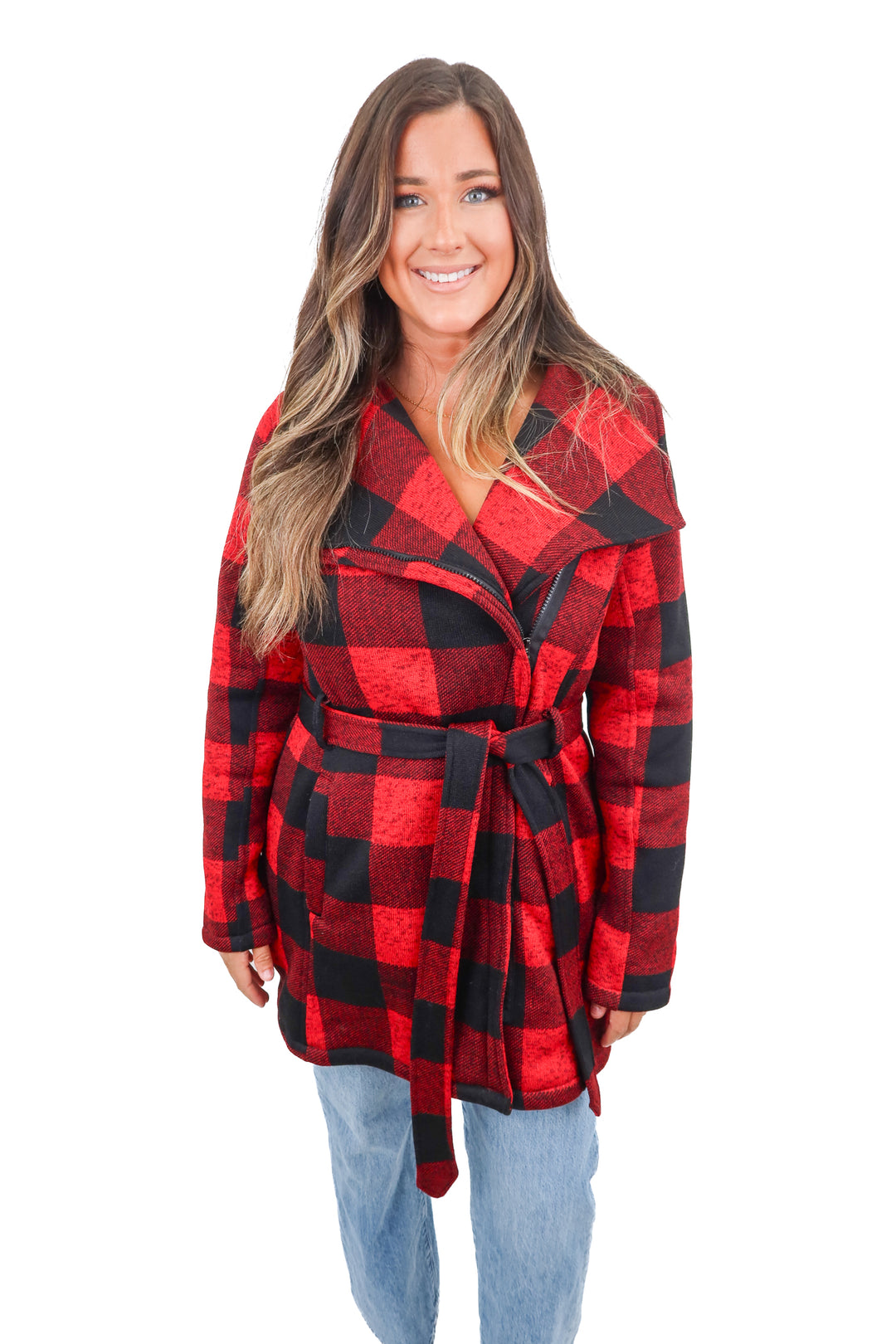 steve madden plaid zip up coat (L)