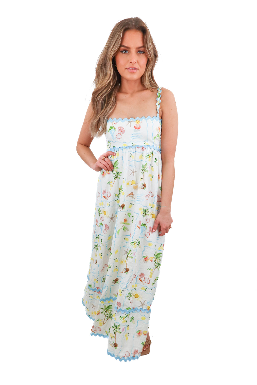 Show Me Your Mumu white island vacation ric rac maxi dress (XS)