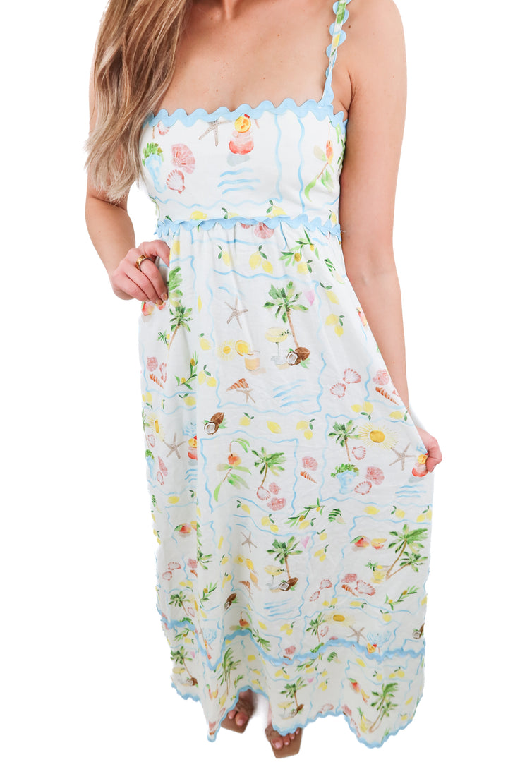 Show Me Your Mumu white island vacation ric rac maxi dress (XS)