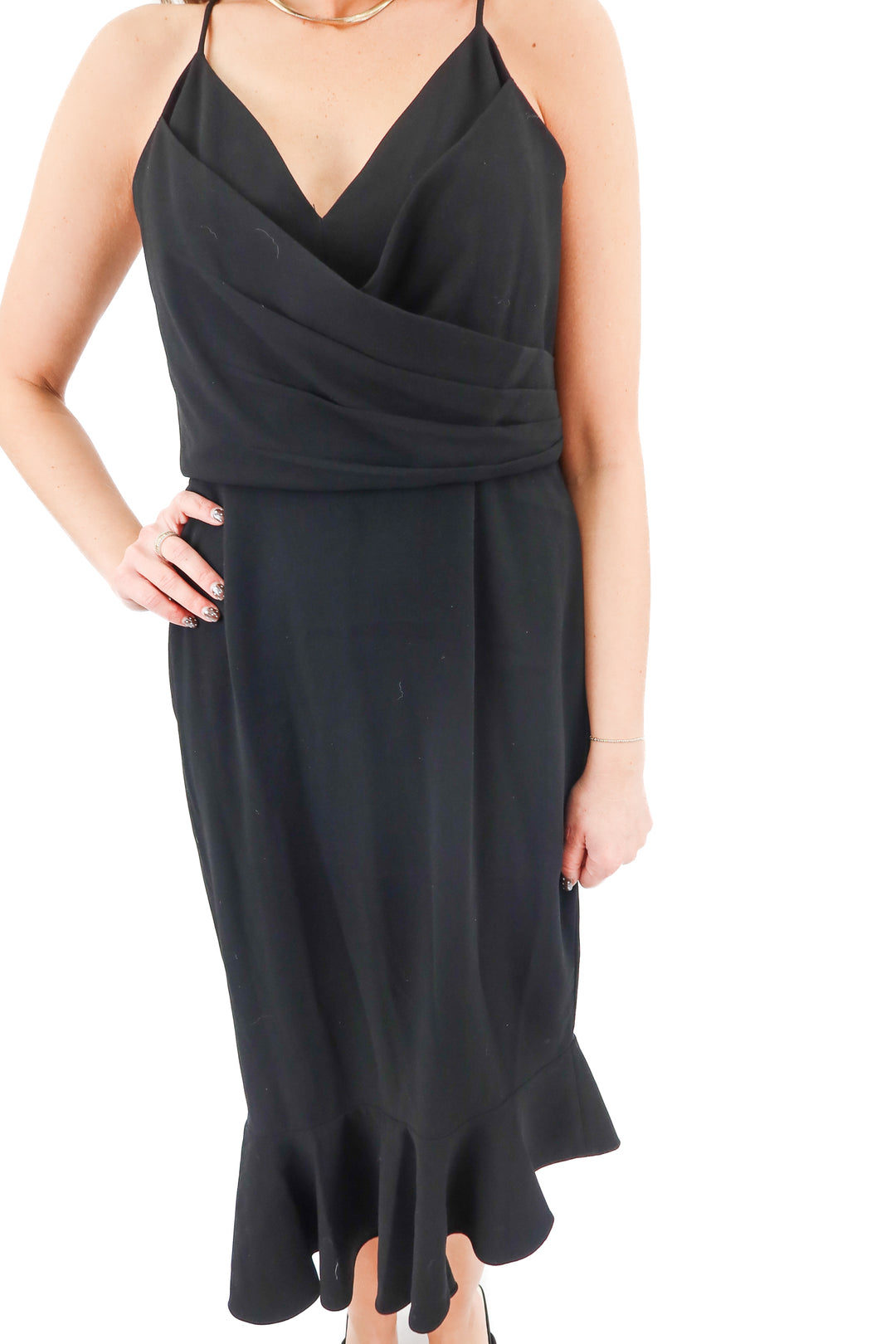 gianni bini black midi dress (8; retail $159)