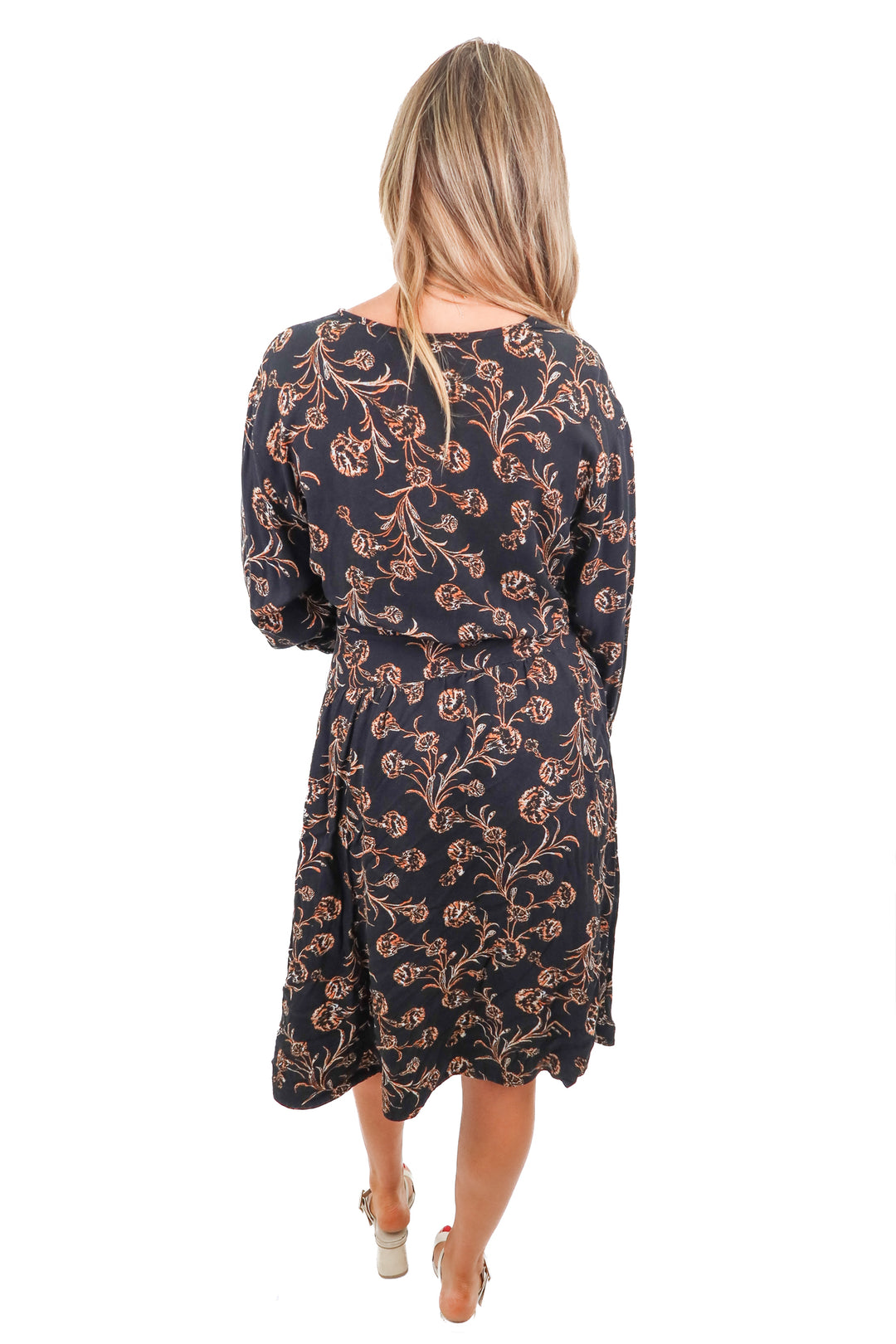 treasure and bond black floral dress (L)