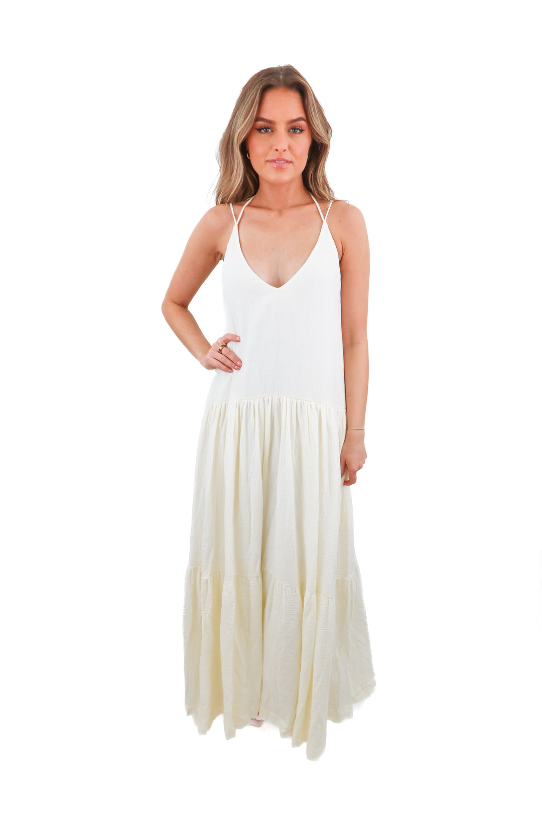 Worth Collective cream gauzy maxi dress NWT (XS; retail $88)